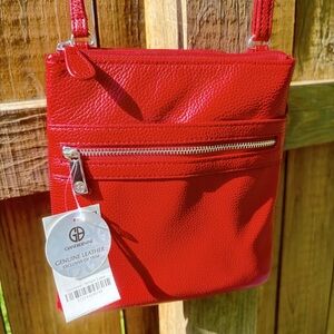 Giani Bernini Red Crossbody Bag with Textured Finish